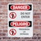 Signmission Do Not Enter Bilingual Danger Sign, Plastic, 7in W x 10in L, 2PK OS-2PACK-DS-P-710-VS-1151 - alternate 2
